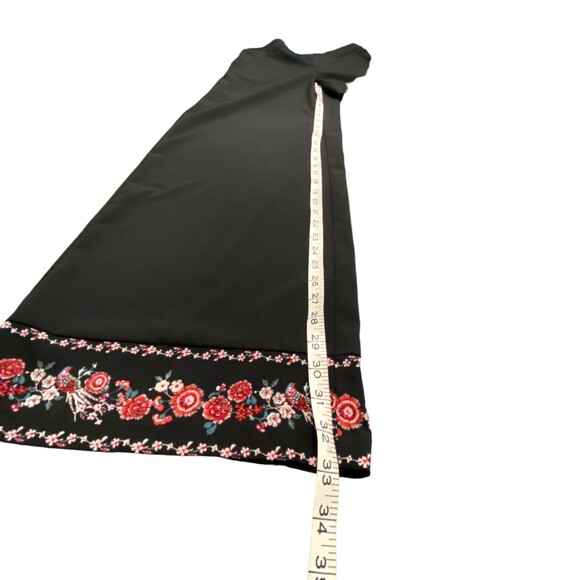 New York & Co Wide Black Floral Trim Leg Pants Palazzo Wide Pockets S Small - Picture 10 of 10